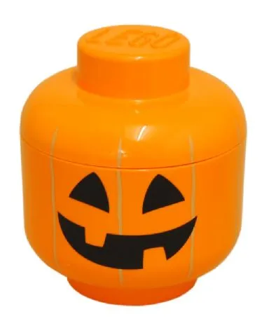 Minifigure Head Storage Container Small - Pumpkin Jack O'Lantern #1