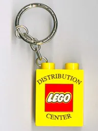 Duplo, Brick 1 x 2 x 2 with LEGO Distribution Center Pattern Black - Key Chain