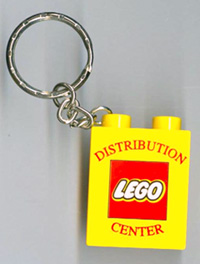 Duplo, Brick 1 x 2 x 2 with LEGO Distribution Center Pattern Red - Key Chain