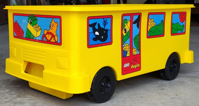 Duplo Storage Bin Large with Wheels with School Bus Stickers - Set 2581 (Storage Bin Only - No Parts)