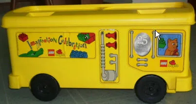 Duplo Storage Bin Large with Wheels with Imagination Celebration Bus Stickers - Set 2582
