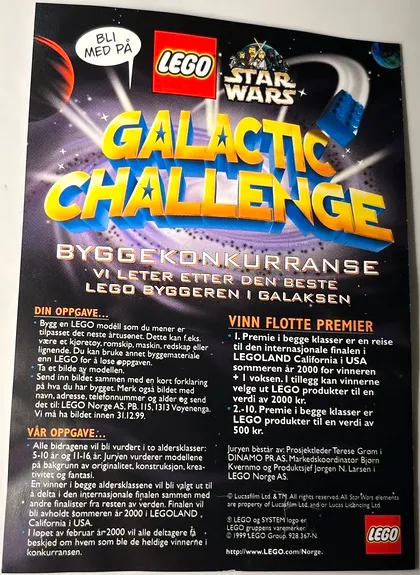 Flyer 1999 Star Wars Galactic Challenge Contest (Norwegian Version)