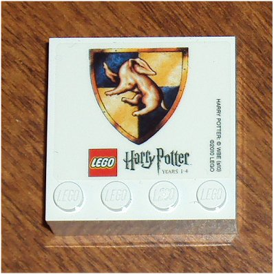 Magnet, Tile Modified 4 x 4 x 1.33 Sealed with Studs on Edge with HP Hufflepuff Crest Pattern (Sticker)