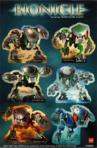 Sticker Sheet, Bionicle Bohrok-Kal, Sheet of 7