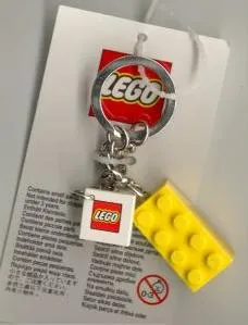 2 x 4 Brick - Yellow Key Chain with 2 x 2 Square Lego Logo Tile