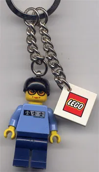 Minifigure Xtreme Skateboarder Key Chain with 2 x 2 Square Lego Logo Tile