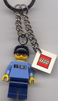 Minifigure Xtreme Skateboarder Key Chain with 2 x 2 Square Lego Logo Tile