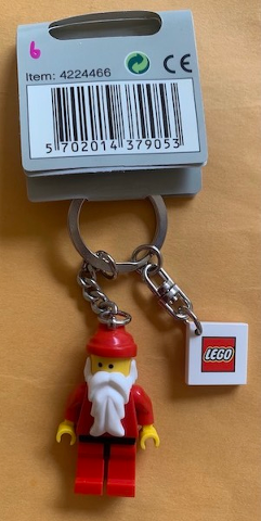 Santa Key Chain with 2 x 2 Square Lego Logo Tile