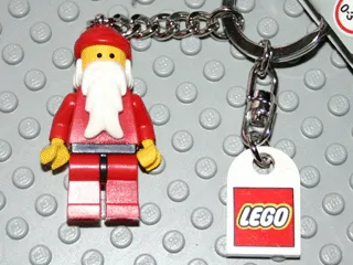 Santa Key Chain with Lego Logo Tile, Modified 3 x 2 Curved with Hole