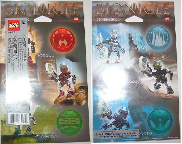 Sticker Sheet, Bionicle Metru Nui Matoran, set of 2 sheets, images of sets 8607 to 8612