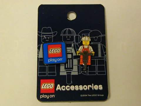 Pin, Minifigure - Worker (Orange) with Jackhammer