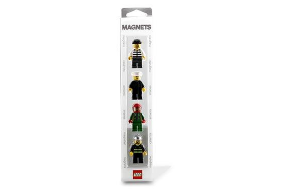 Magnet Set, Minifigures Town City (4) - Prisoner, Police Officer, Race Car Driver, Firefighter blister pack