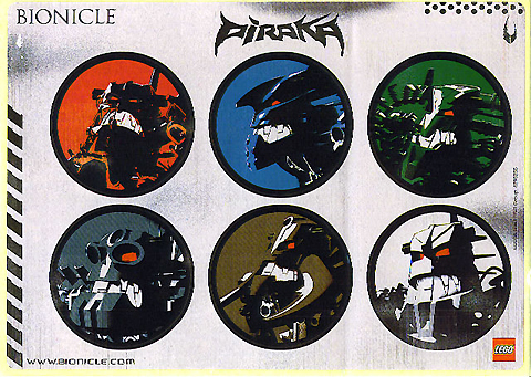 Sticker Sheet, Bionicle Piraka Theme, Sheet of 6 Stickers