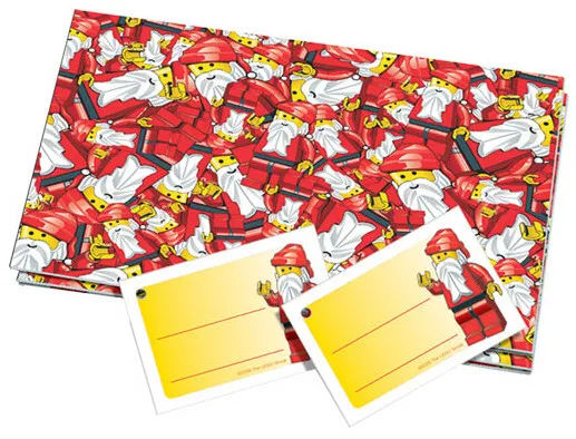 Gift Wrap & Tags, Santa Minifigure Pattern