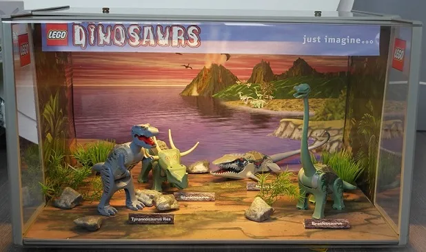 Display Assembled Set, Dinosaurs Sets 6719, 6720, 6721, 6722 in Plastic Case with Light