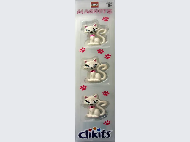 Magnet Set, Clikits Cat White, 3 Identical blister pack