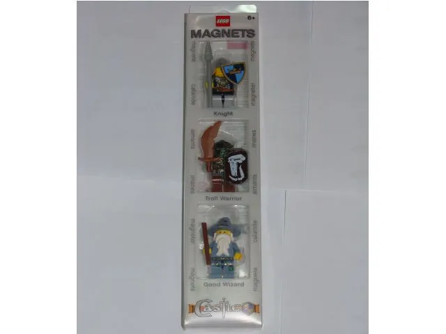 Magnet Set, Minifigures Castle Fantasy Era (3) - Knight, Troll Warrior, Good Wizard blister pack
