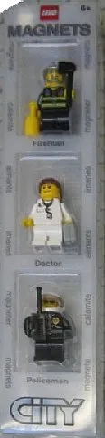 Magnet Set, Minifigures City (3) - Firefighter, Doctor, Police Officer blister pack