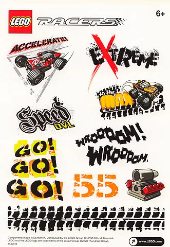 Sticker Sheet, Racers Theme, Sheet of 10