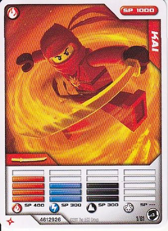 NINJAGO Masters of Spinjitzu Deck #1 Game Card 1 - Kai - International Version