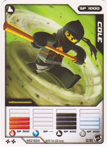 NINJAGO Masters of Spinjitzu Deck #1 Game Card 12 - Cole - North American Version