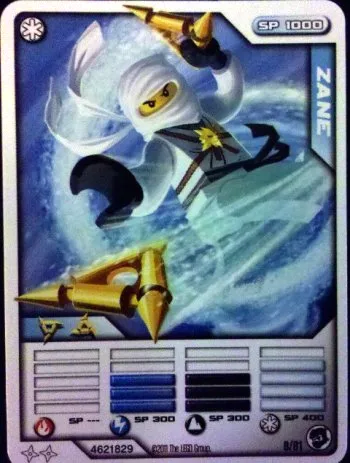 NINJAGO Masters of Spinjitzu Deck #1 Game Card 8 - Zane - North American Version