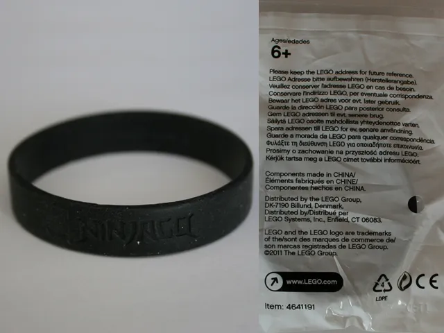 Wristband, Rubber, Black, Ninjago