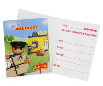Party Invitations, Duplo Legoville (8pc)