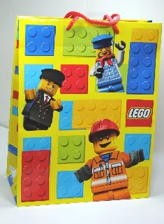 Gift Bag, Lego City Minifigures and Bricks Pattern