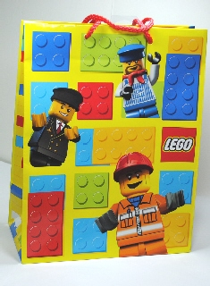 Gift Bag, Lego City Minifigures and Bricks Pattern