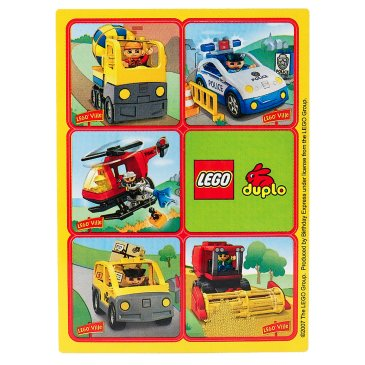 Sticker Sheet, Duplo Lego Ville Party Favor Stickers, Sheet of 6
