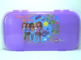 Minifigures Storage Case with Friends 'Beauty of Building' with Butterflies and Flowers Pattern, Trans-Purple