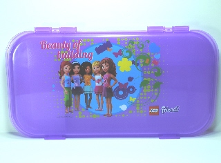 Minifigures Storage Case with Friends 'Beauty of Building' with Butterflies and Flowers Pattern, Trans-Purple