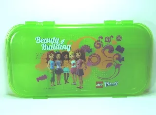 Minifigures Storage Case with Friends 'Beauty of Building' with Butterflies and Flowers Pattern, Trans-Bright Green