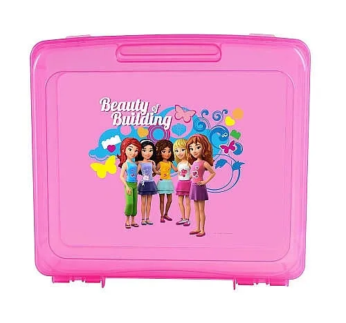Project Case with Baseplate, Trans-Dark Pink with 'Beauty of Building' and Friends Characters Pattern