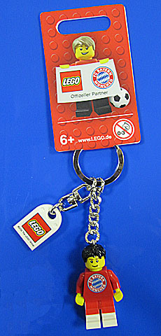 Soccer Player FC Bayern #2 Key Chain with Lego Logo Tile, Modified 3 x 2 Curved with Hole