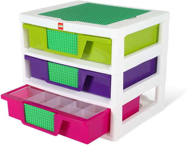 3-Drawer Storage Unit with Purple Middle Drawer