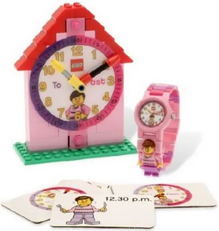 Clock Set, Time Teacher Minifigure Watch and Clock, Girl