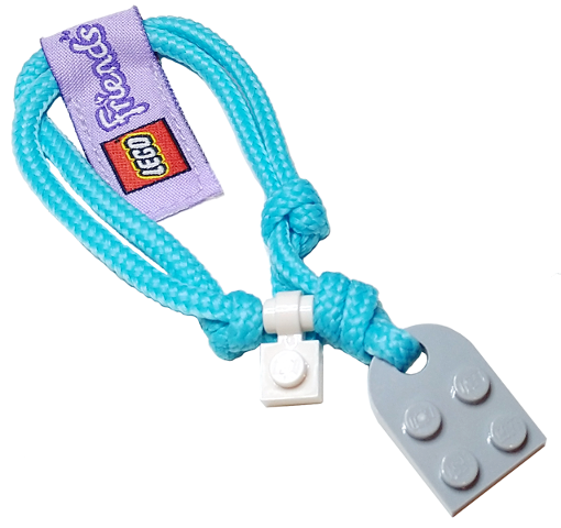 Bracelet - Medium Azure Knotted String and Friends Tag with White and Light Bluish Gray Modified Plates