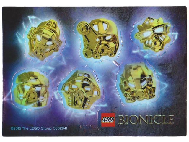 Sticker Sheet, Bionicle Gold Masks, Sheet of 6 Stickers