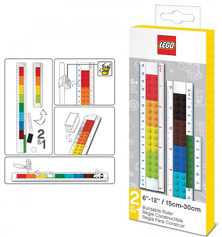 Ruler, Buildable Ruler - Multicolor Plates with Green Baseplates