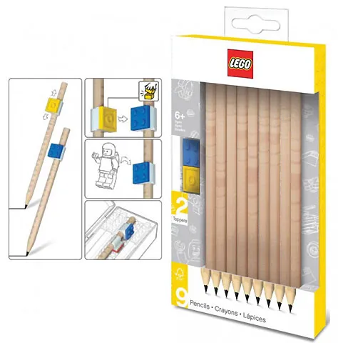 Pencil, 9 Pack with 2 Toppers