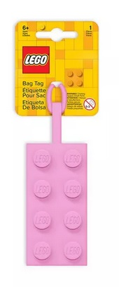 Bag / Luggage Tag, Silicone, LEGO Plate 2 x 4 Bright Pink