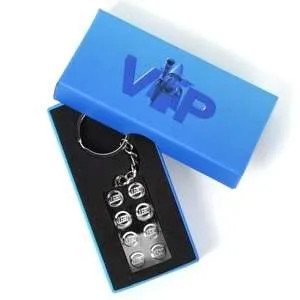 VIP Chrome Silver Metal 2 x 4 Plate Key Chain