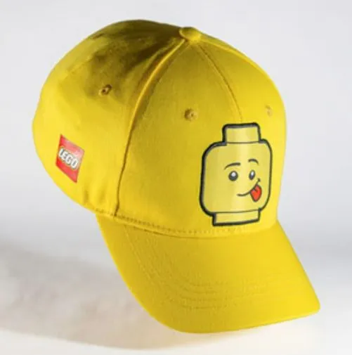 Ball Cap, Minifigure Head with Silly Face and Tongue Sticking Out Pattern, Yellow (Junior Size)