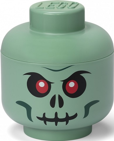 Minifigure Head Storage Container Small - Skeleton Skull Sand Green (4031)