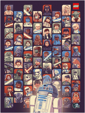 Star Wars 2024 25th Anniversary Poster - R2-D2 and Minifigures