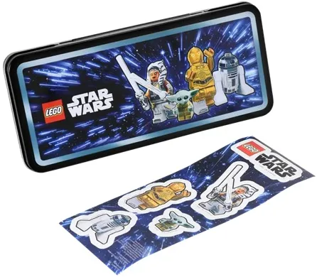 Pencil Case with Sticker Sheet, Star Wars Minifigures Pattern - Metal