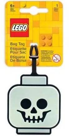 Bag / Luggage Tag, Silicone, Skeleton Head - Glow in the Dark