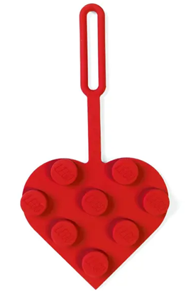 Bag / Luggage Tag, Silicone, LEGO Plate, Round 3 x 3 Heart Red